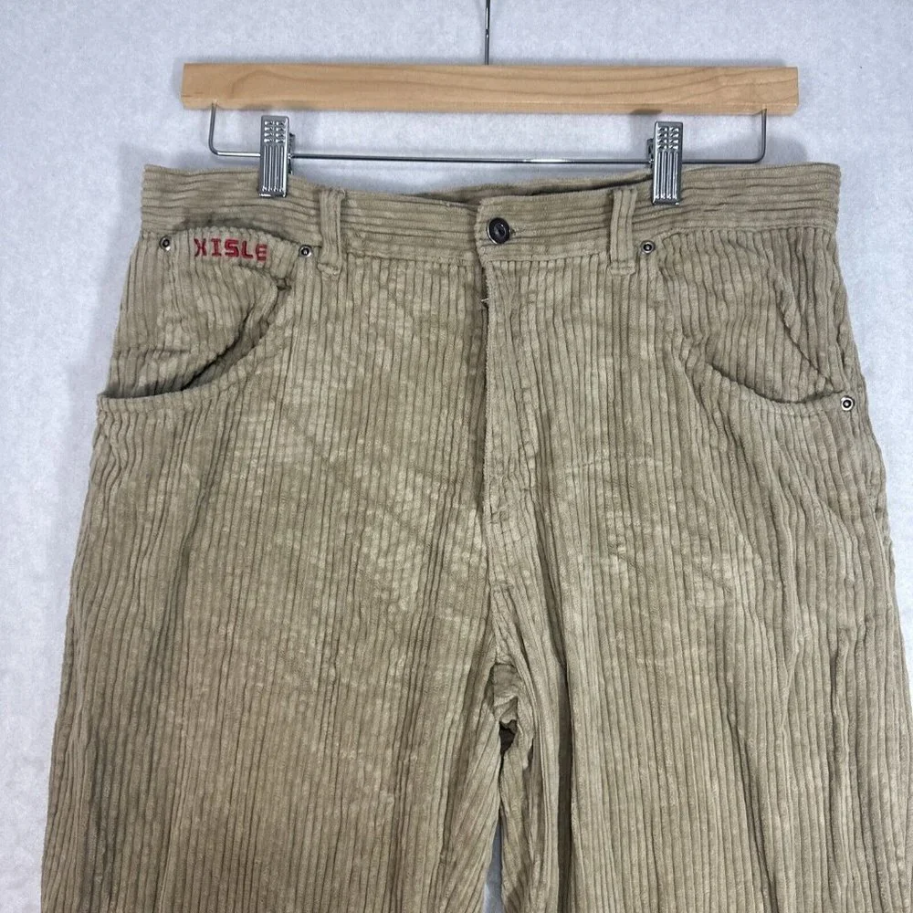 Xisle Mens Corduroy Casual Pant size 34 Beige Cotton Pant - Picture 3 of 15